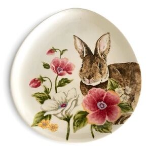 Mascara Floral Bunny Serveware Egg Shaped Plate, Easter Bunny.